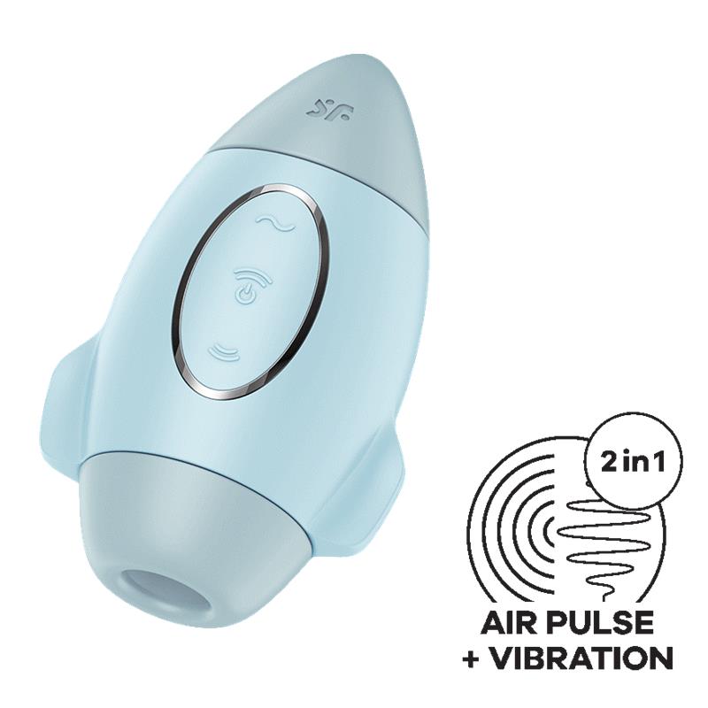 SATISFYER Mission Control Clit Sucker and Vibe Blue