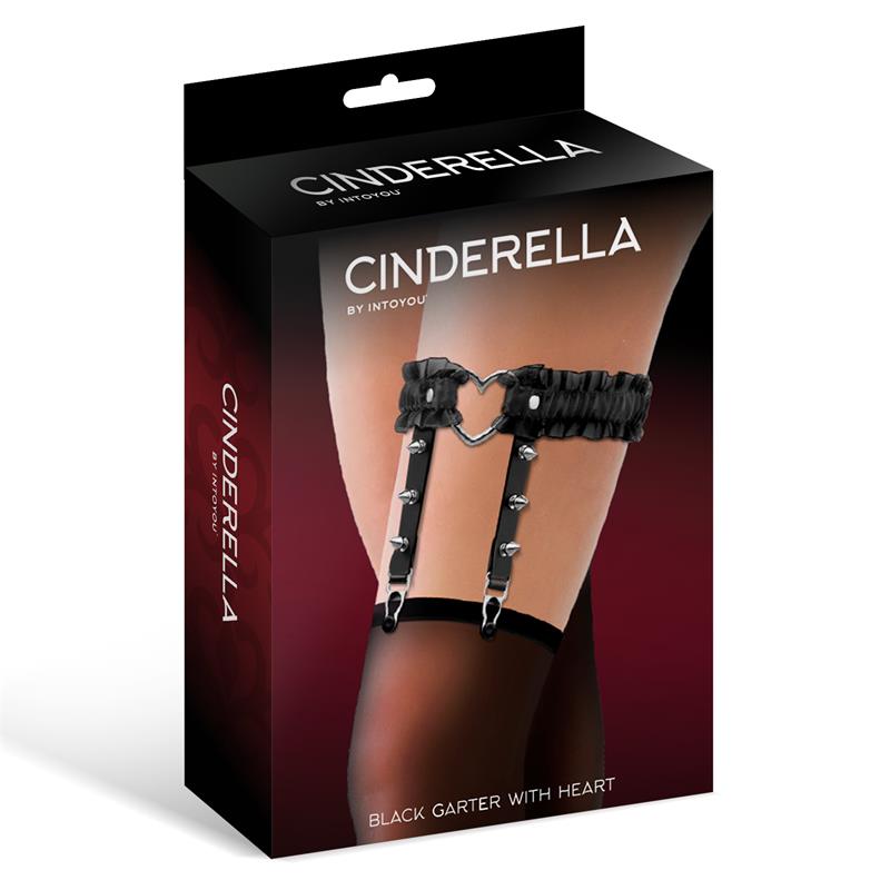 CINDERELLA Garter with Heart and Ruffles Vegan Leather One Size