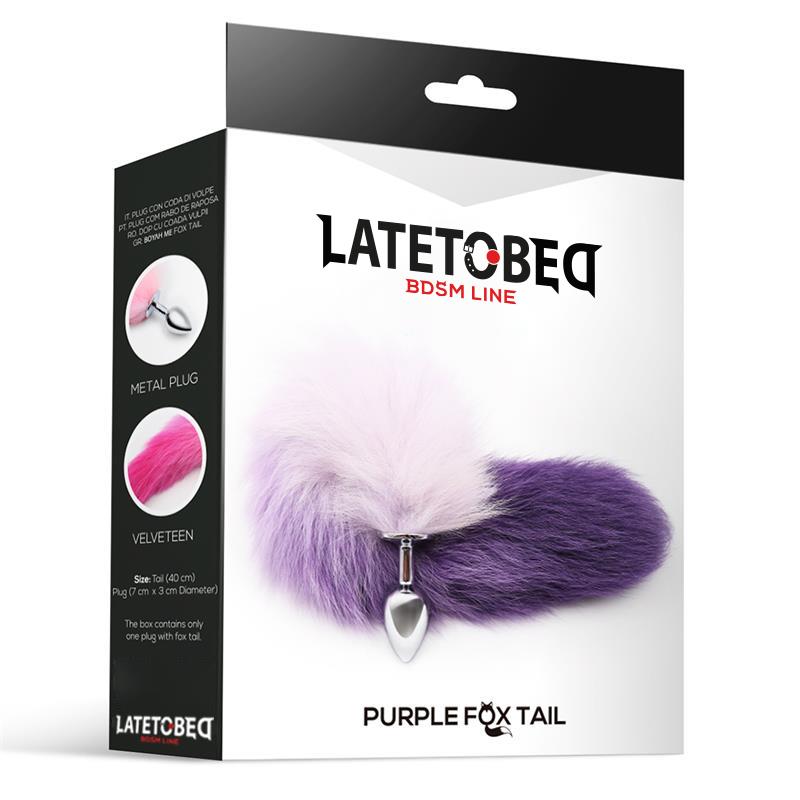 LATETOBED BDSM LINE Anal Plug Purple and White Foxy Tail Size S