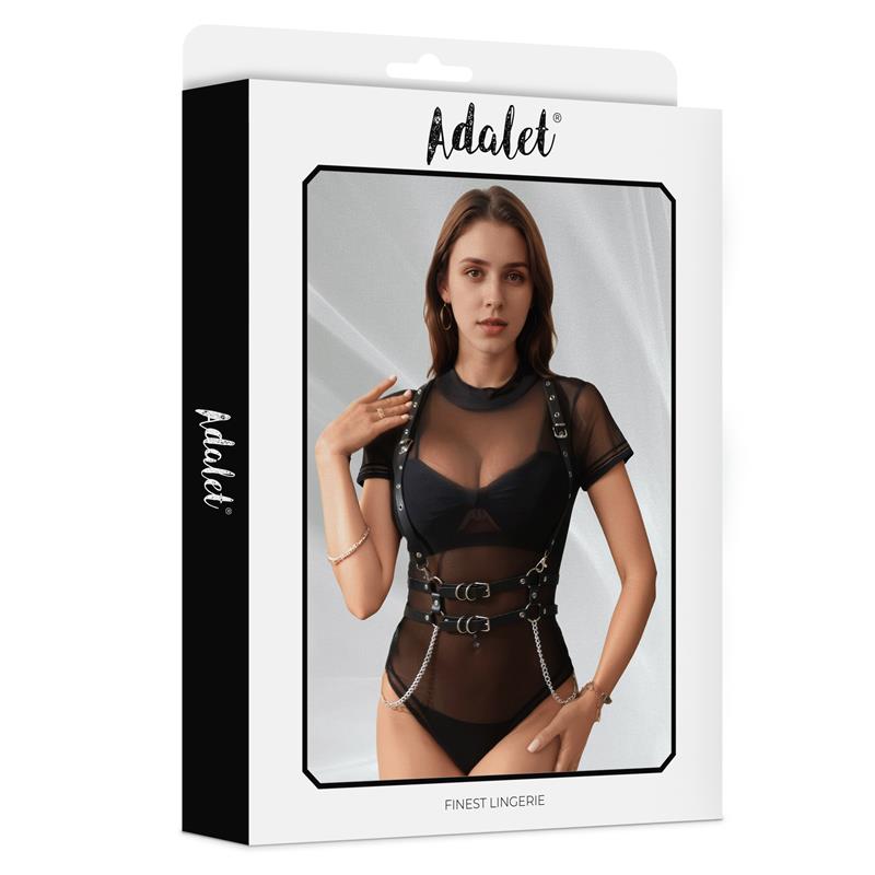 ADALET LINGERIE Brenda Vegan Leather Harness with Chain One size