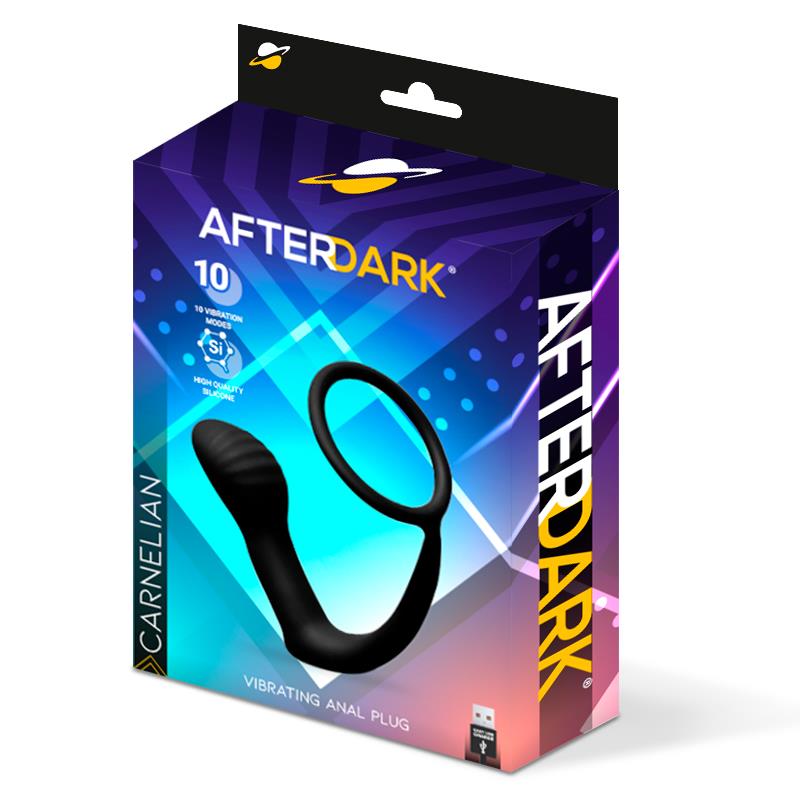 AFTERDARK Carnelian Vibrating Anal Plug with Penis Ring