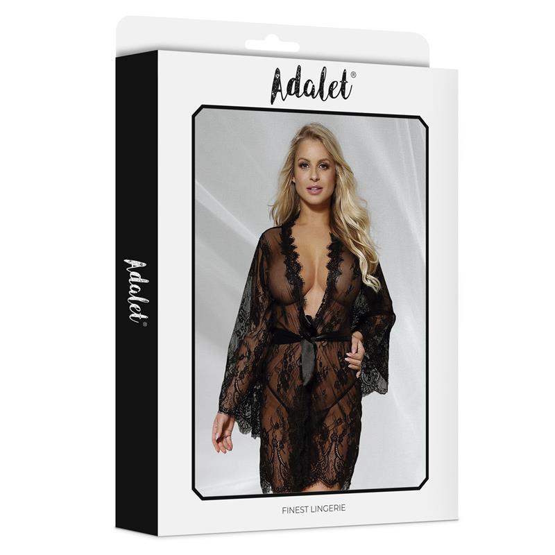 ADALET LINGERIE Lucy Semi Transparent Peignoir and Thong Black