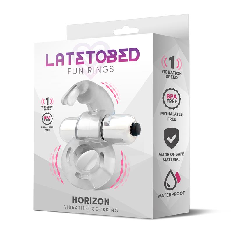 LATETOBED Horizon Vibrating Penis Ring with Rabbit Clear