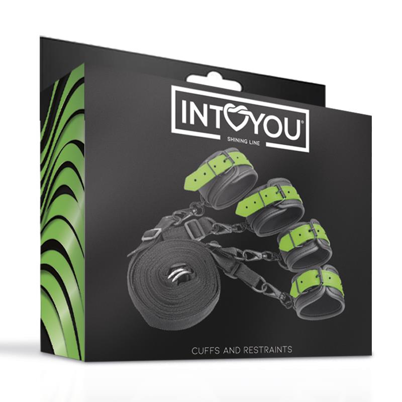 SHINING LINE Glow in the Dark Cuffs and Restraints Bed Set