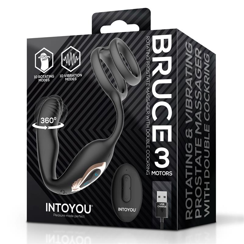 INTOYOU Bruce Prostate Massager 360º with Double Cockring with Vibration