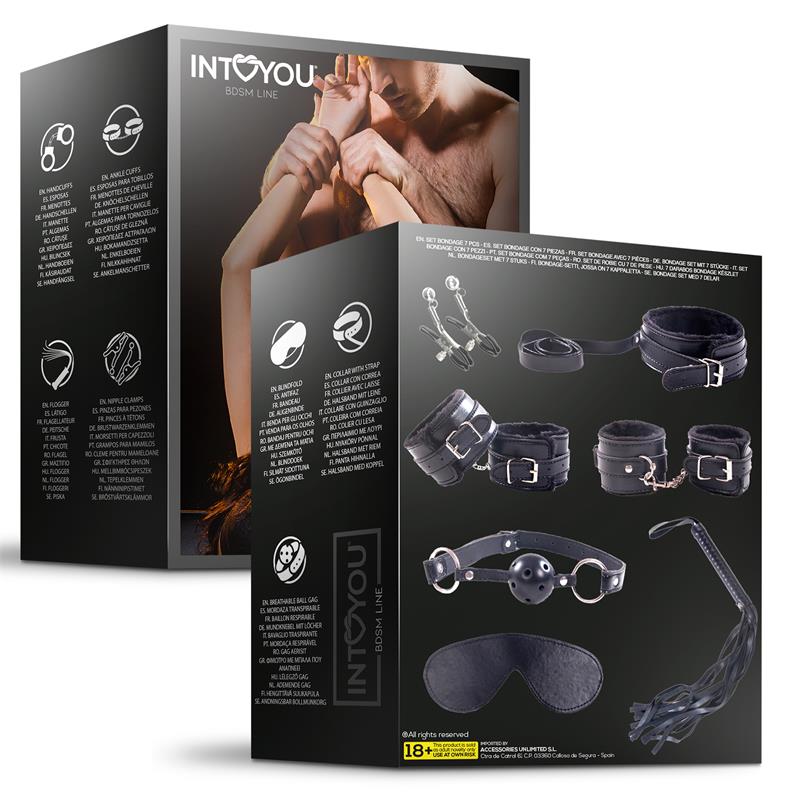 INTOYOU BDSM LINE 7 Pcs Bondage Set Furry Kit