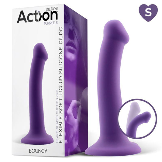 ACTION Bouncy Liquid Silicone Dildo Hiper Flexible 6.5" - 16.5 cm Size S Purple
