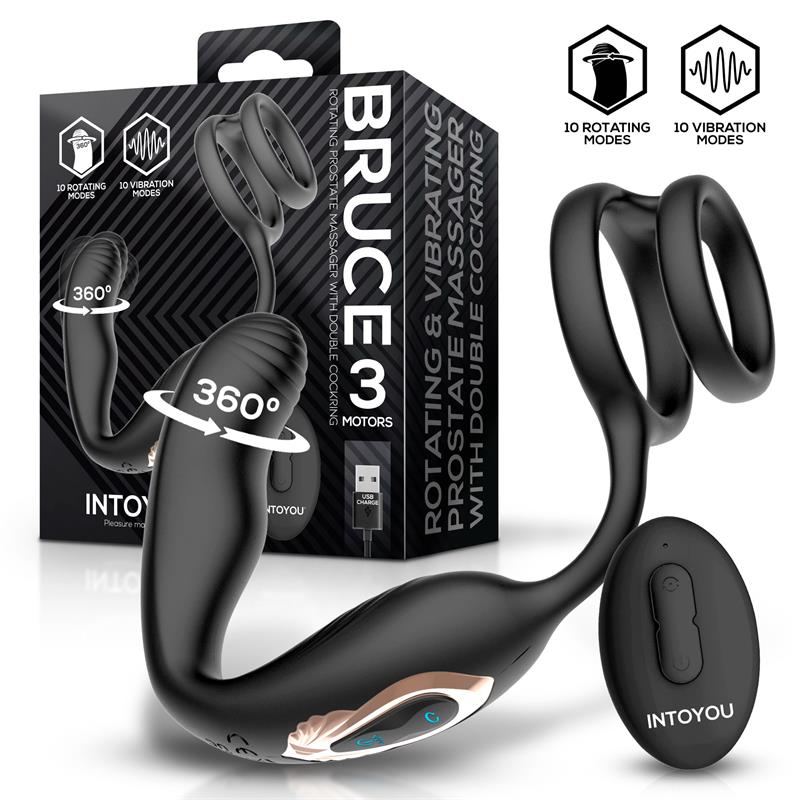 INTOYOU Bruce Prostate Massager 360º with Double Cockring with Vibration