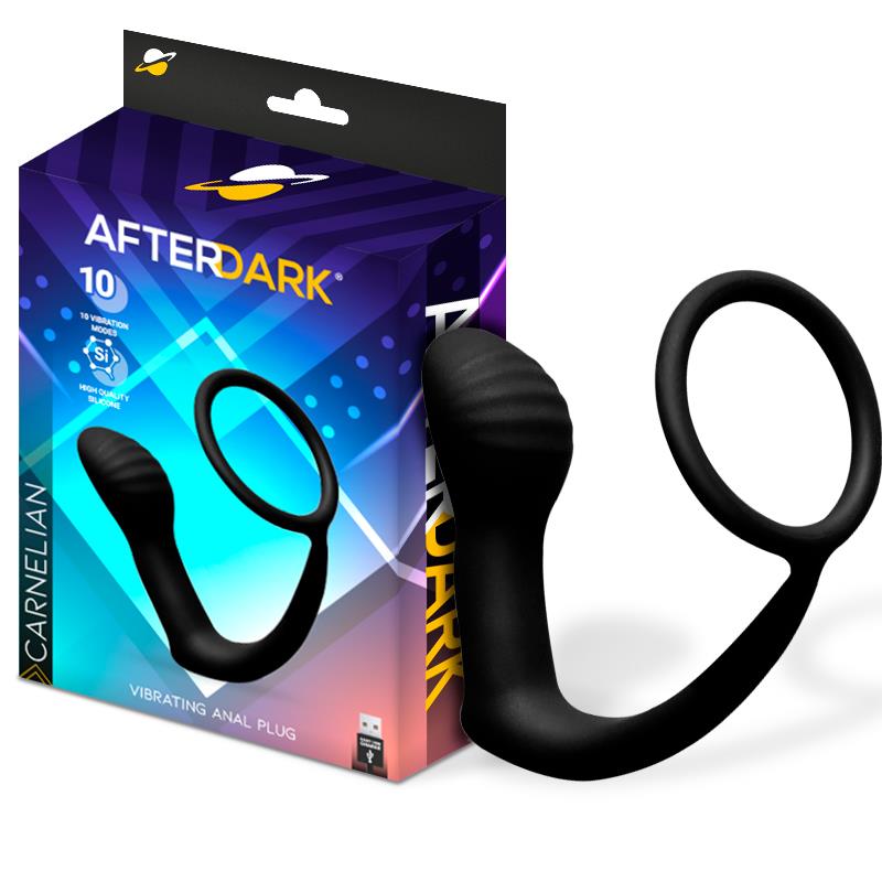 AFTERDARK Carnelian Vibrating Anal Plug with Penis Ring