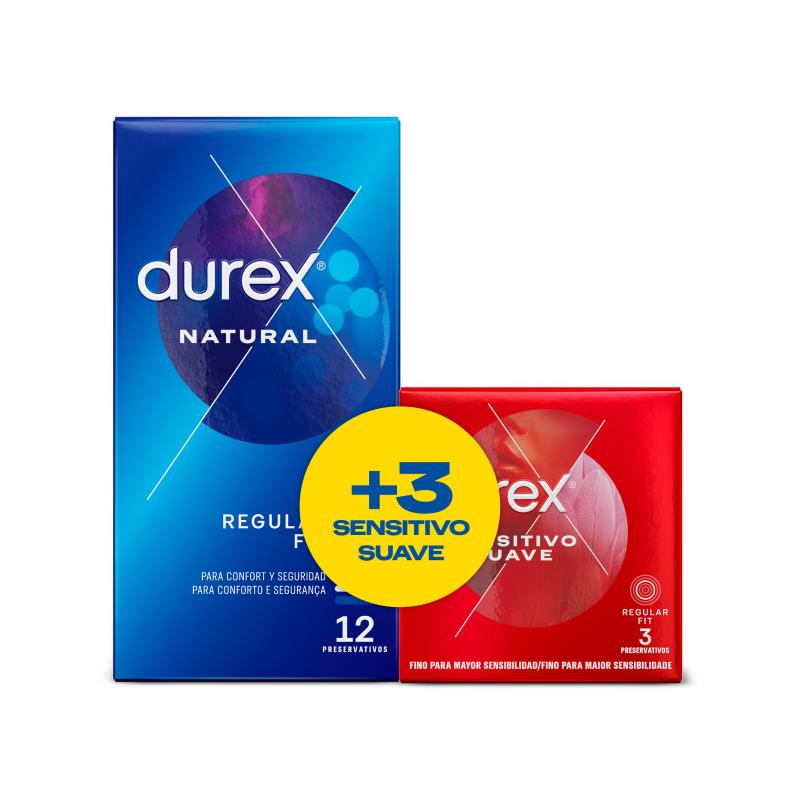 DUREX Duplo Condoms Natural 12 units + Sensitive 3 units