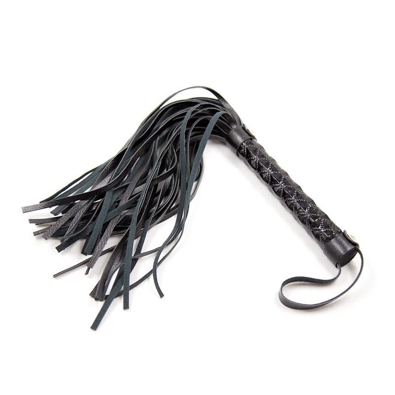 LATETOBED BDSM LINE Flogger Diamond Pattern with Metal Hardware 39 cm Black