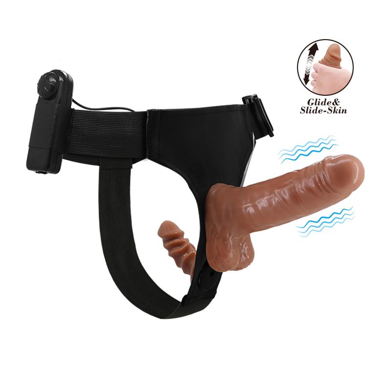 BAILE Harness with Double Retractable Dildo with Vibration