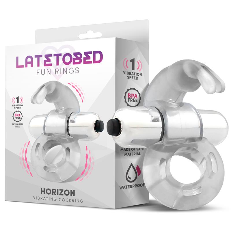 LATETOBED Horizon Vibrating Penis Ring with Rabbit Clear