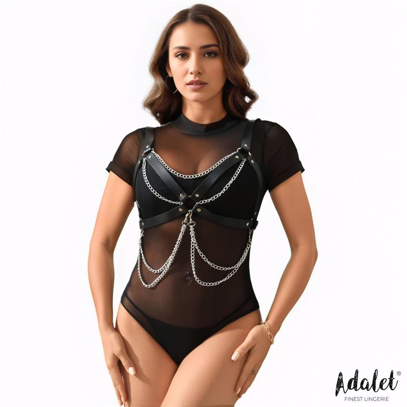 ADALET LINGERIE Noelle Vegan Leather Chest Harness with Chain One size