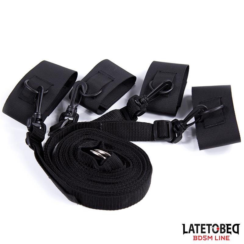 LATETOBED BDSM LINE Nylon Velcro Bed Restraints with Plastic Hook