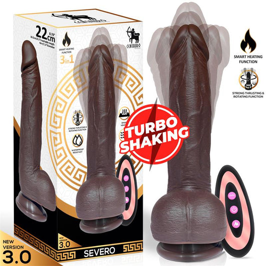 CENTAURO Severo Realistic Turbo Shaking Dildo Thrusting, 360º Rotation Remote Control Heat Effect