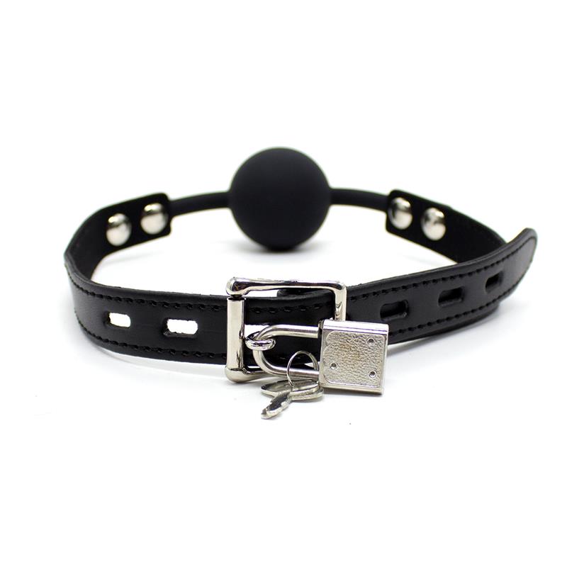 LATETOBED BDSM LINE Silicona Ball Gag 4 cm with Padlock Black