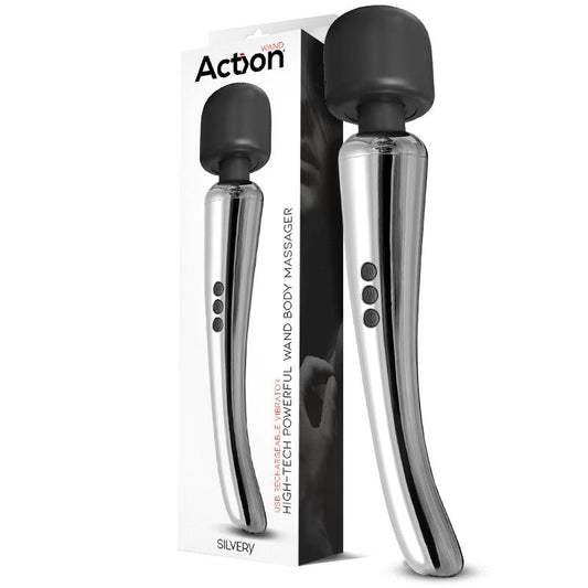 ACTION Silvery High-Tech Wand Super Powerful Wireless USB Chrome Silicone