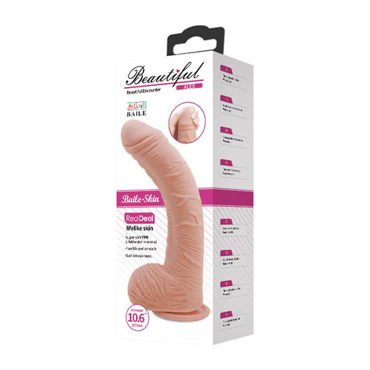 BAILE Alex Curved Dildo with Testicles G-Spot Suction Cup Flesh