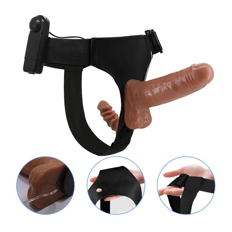 BAILE Harness with Double Retractable Dildo with Vibration