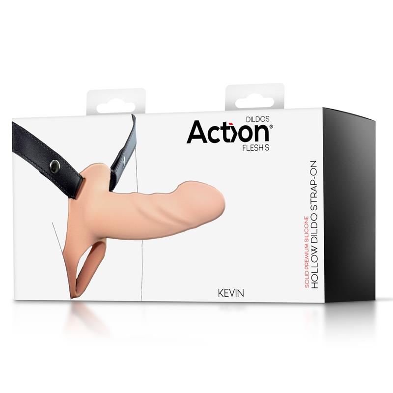 ACTION Strap-On with Hollow Dildo Premium Silicone Size S Flesh