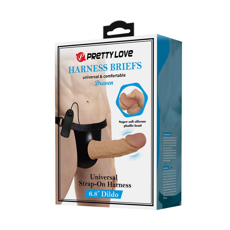PRETTYLOVE Draven Harness with Hollow Vibrating Dildo