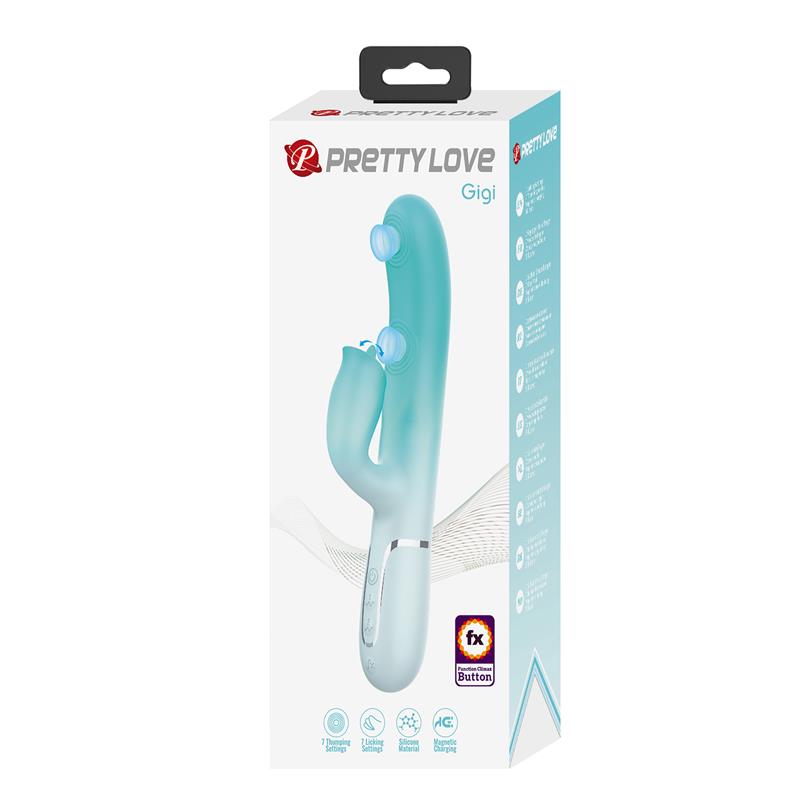PRETTYLOVE Gigi Rabbit Vibrator Thumping and Licking