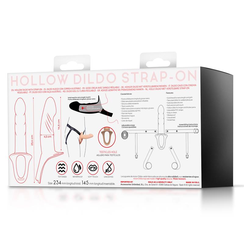 ACTION Strap-On with Hollow Dildo Premium Silicone Size S Flesh