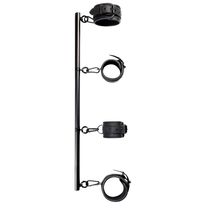 INTOYOU BLACK SHADOW Detachable Rigid Spreader Bar and 4 Detachable Neoprene and Vegan Leather Cuffs