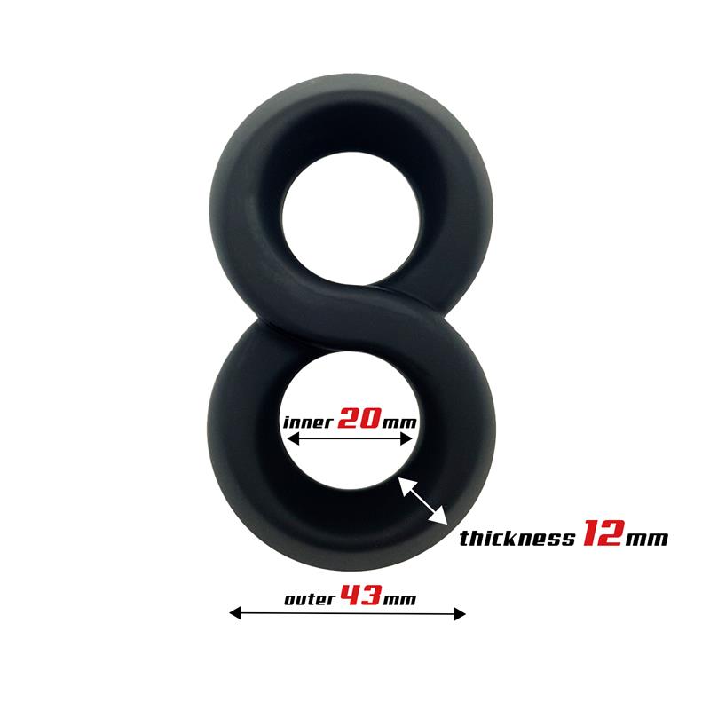 BEAST RINGS Double Penis Ring 100% Liquid Silicone 2 cm Black