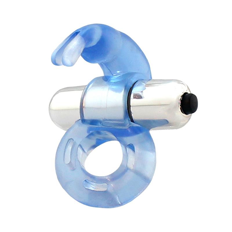 LATETOBED Firey Vibrating Penis Ring with Rabbit Blue