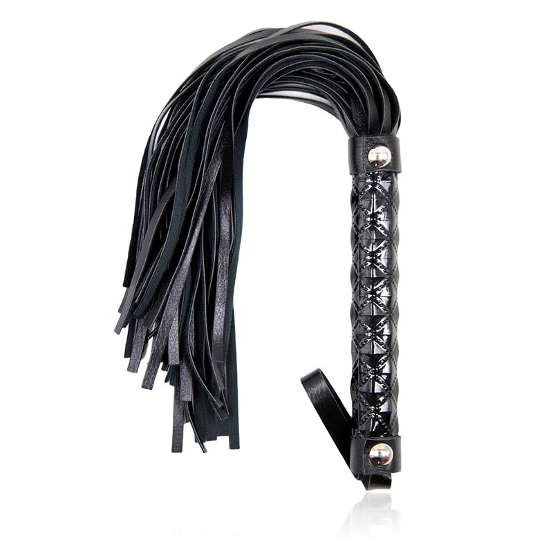 LATETOBED BDSM LINE Flogger Diamond Pattern with Metal Hardware 39 cm Black