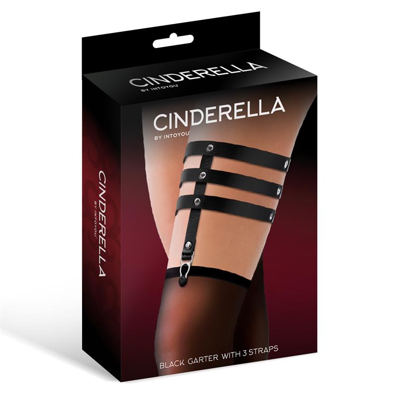 CINDERELLA Garter with 3 Straps Vegan Leather One size