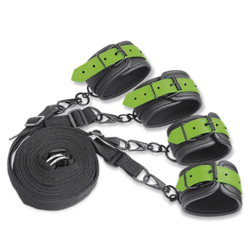SHINING LINE Glow in the Dark Cuffs and Restraints Bed Set