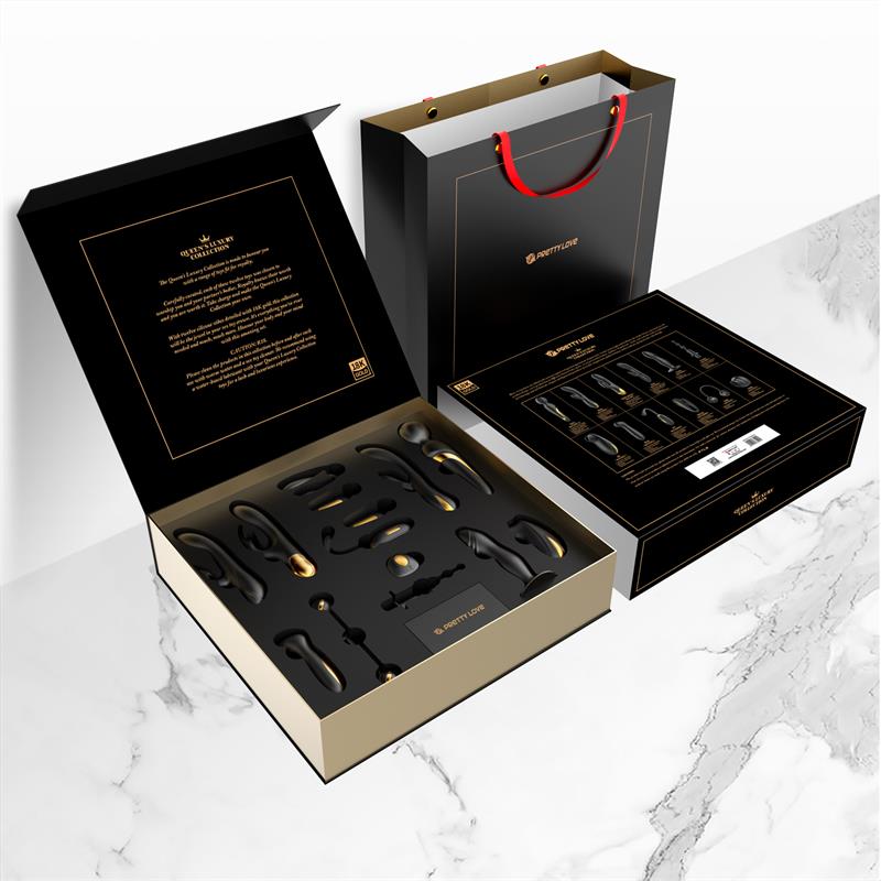 PRETTYLOVE Luxury Set Queens with 12 Toys Black and 18k Gold