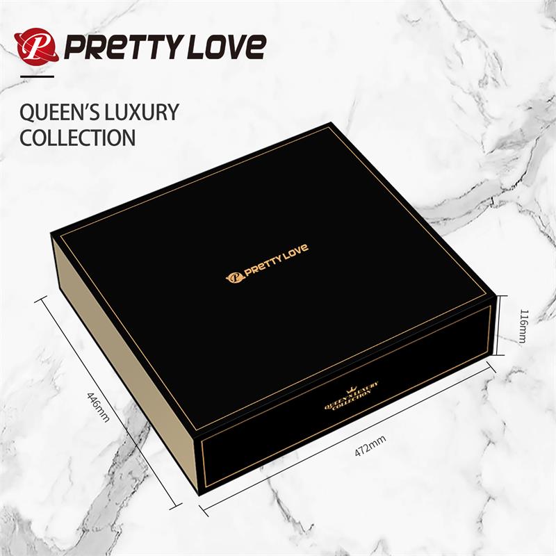 PRETTYLOVE Luxury Set Queens with 12 Toys Black and 18k Gold