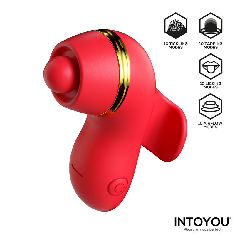INTOYOU Beeny Stimulator with 4 Caps, Suction, Tapping, Tickling and Licking