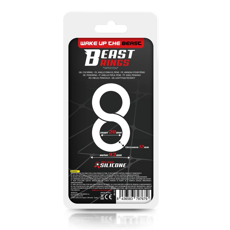 BEAST RINGS Double Penis Ring 100% Liquid Silicone 2 cm Black