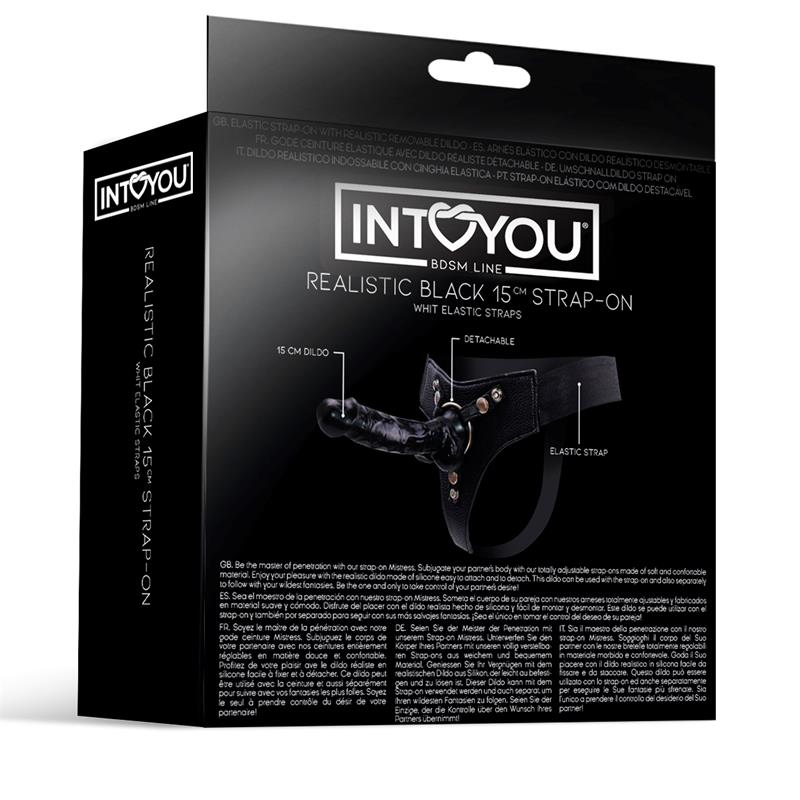 INTOYOU BDSM LINE Mistress Elastic Strap-on with Silicone Dildo 15 cm Black