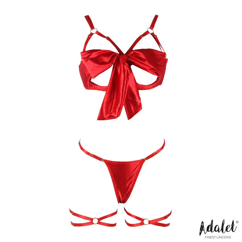 ADALET LINGERIE Riley Bra with Bow, Thong, and Garters Set