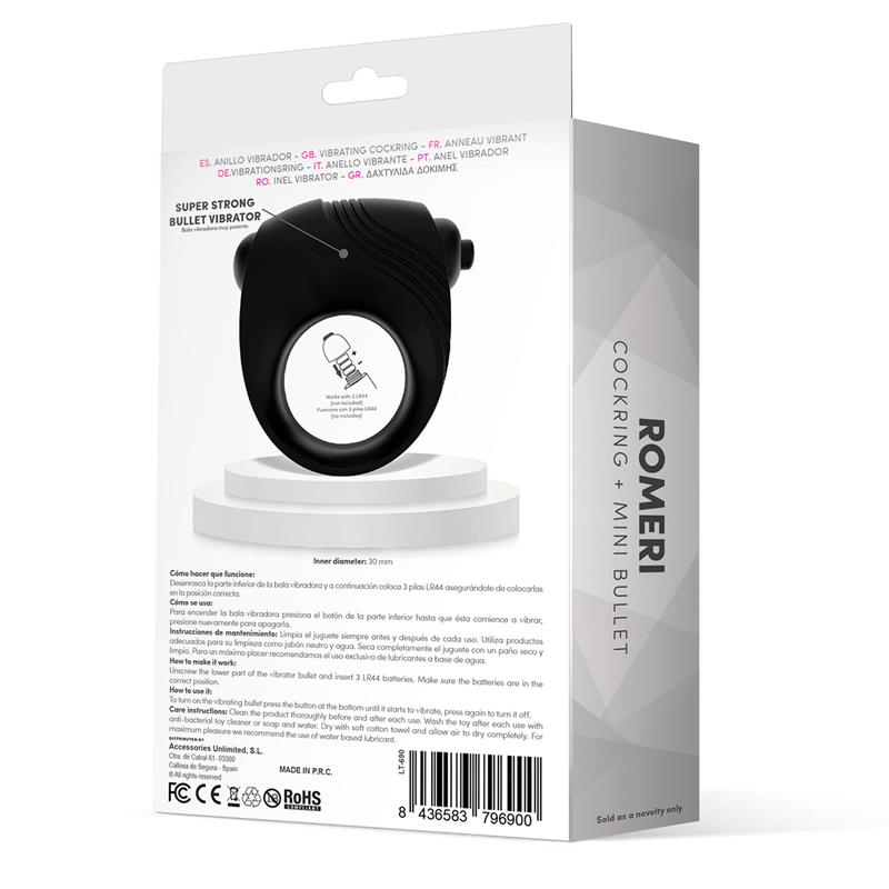 LATETOBED Romeri Ring + Vibrating Bullet Silicone Black