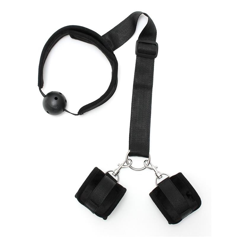 BONDAGE PLAY Set Mouthgag with Cuffs Black