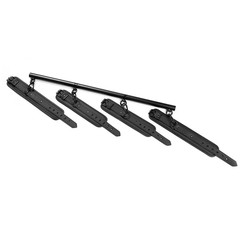 INTOYOU BLACK SHADOW Detachable Rigid Spreader Bar and 4 Detachable Neoprene and Vegan Leather Cuffs