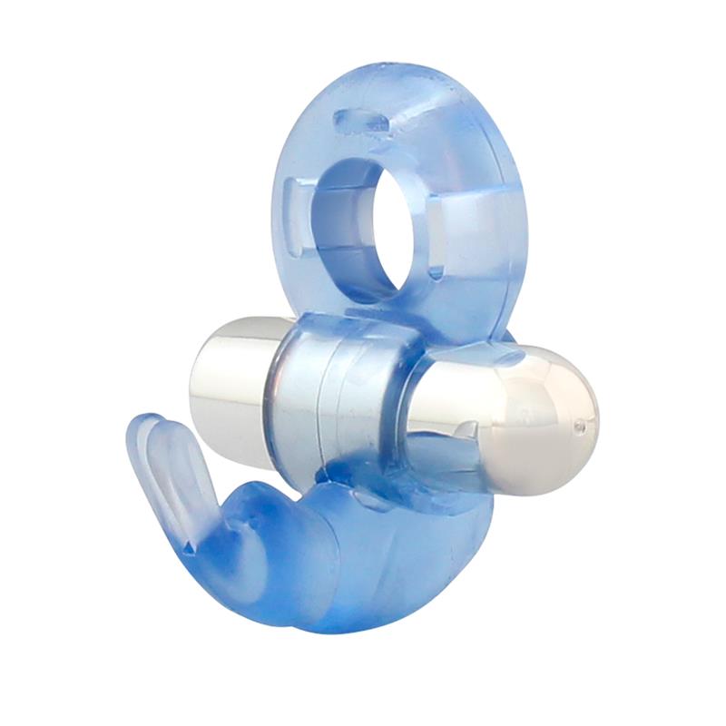 LATETOBED Firey Vibrating Penis Ring with Rabbit Blue