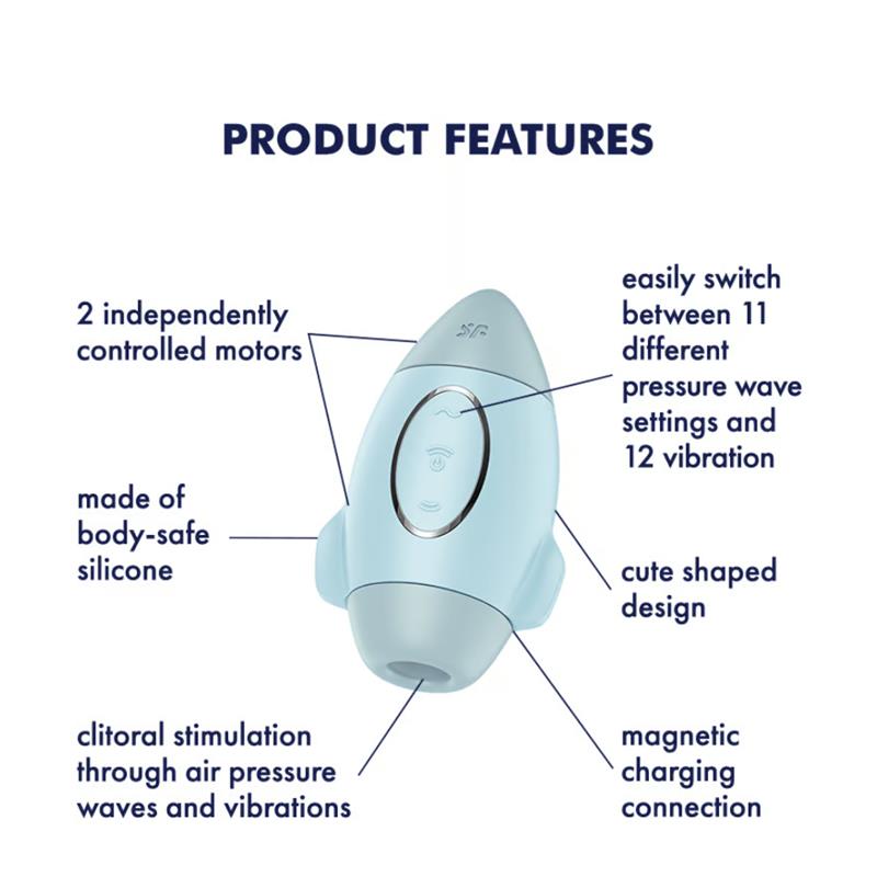 SATISFYER Mission Control Clit Sucker and Vibe Blue