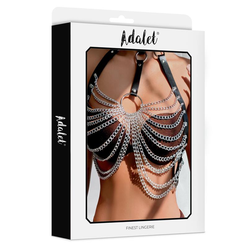 ADALET LINGERIE Samara Vegan Leather Chest Harness with Chain One size