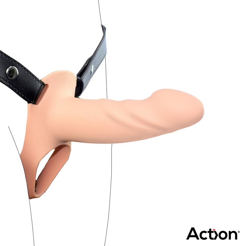 ACTION Strap-On with Hollow Dildo Premium Silicone Size S Flesh