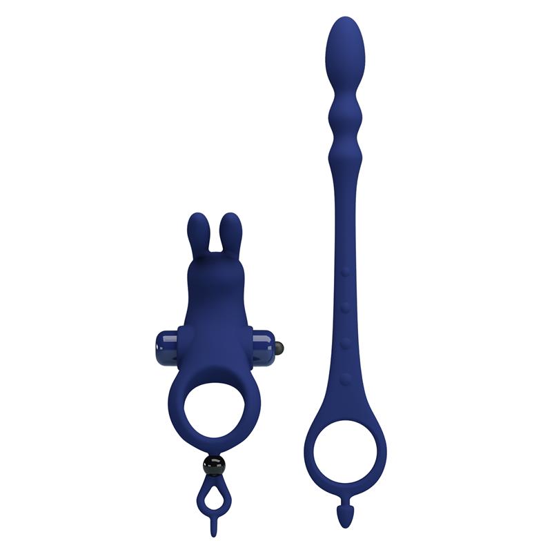 PRETTYLOVE Vibrating Penis Ring with Anal Chain