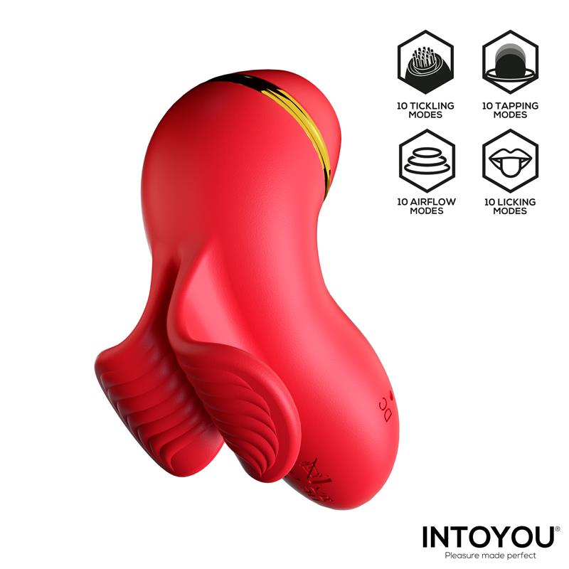 INTOYOU Beeny Stimulator with 4 Caps, Suction, Tapping, Tickling and Licking
