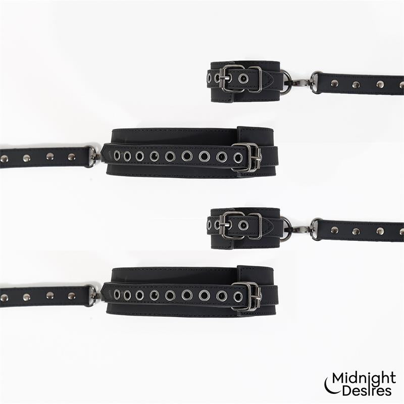 MIDNIGHT DESIRES Cuffs and Thigh Hogtie Set